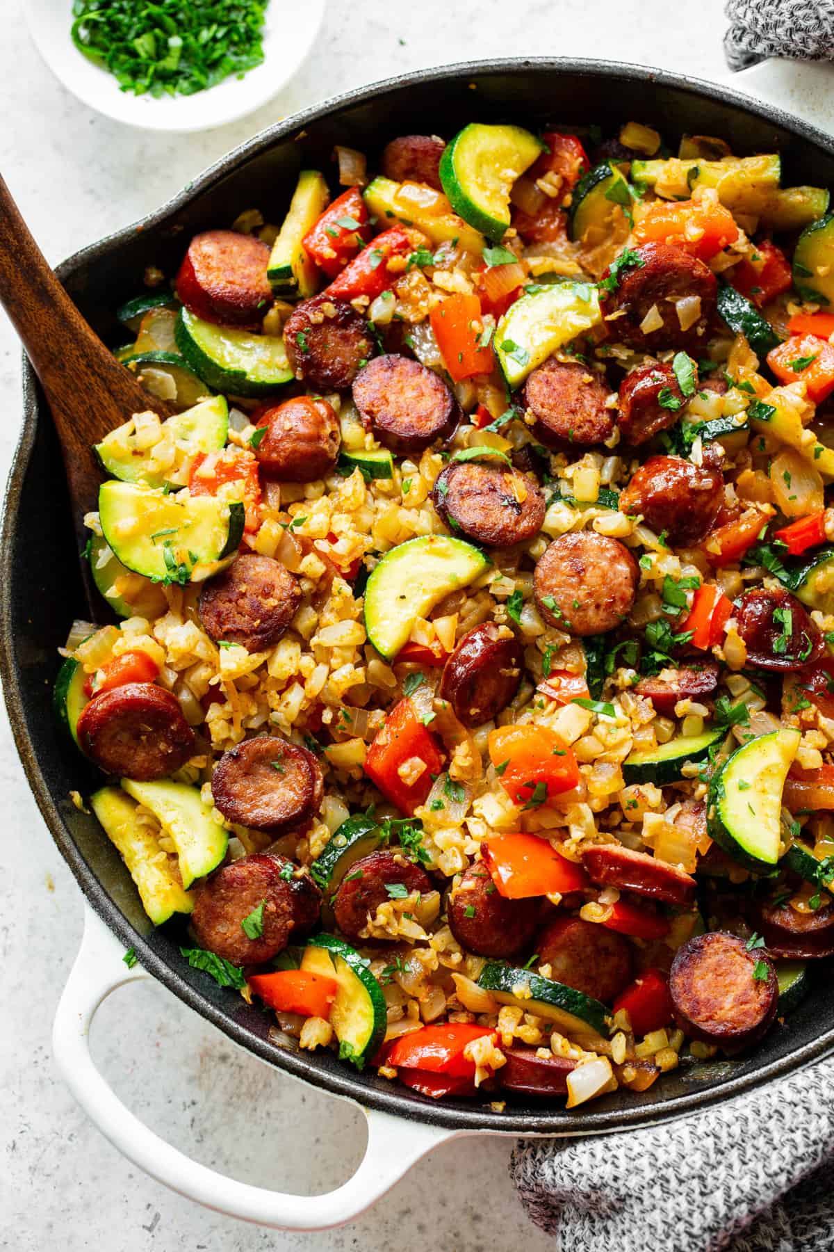 Healthy & Customizable: One-Pan Sausage Zucchini Brown Rice Skillet